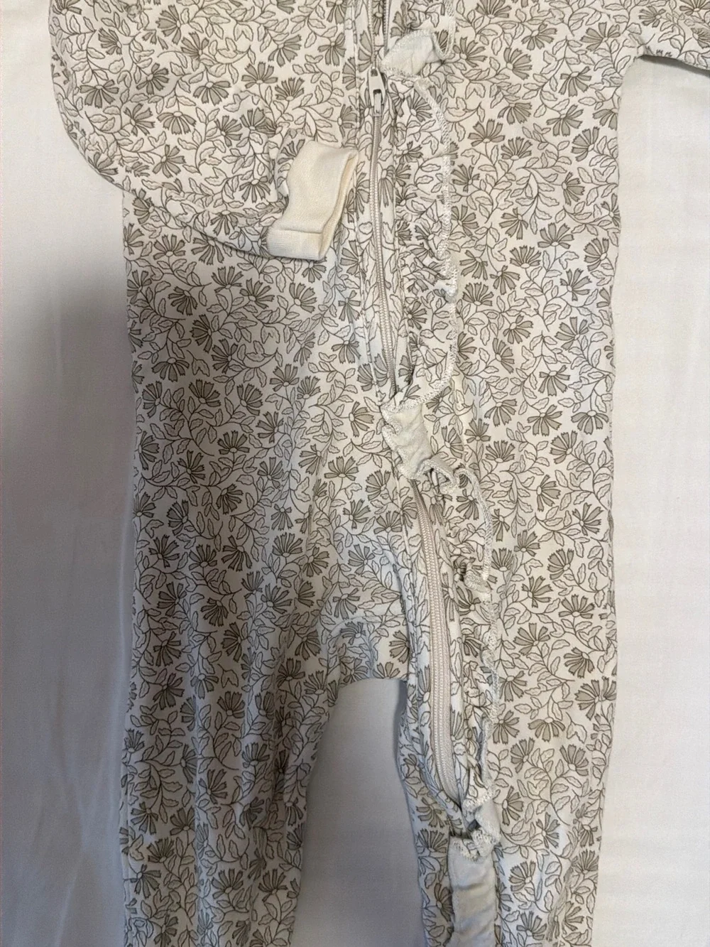 Colored Organics Cream Floral Zip One-Piece